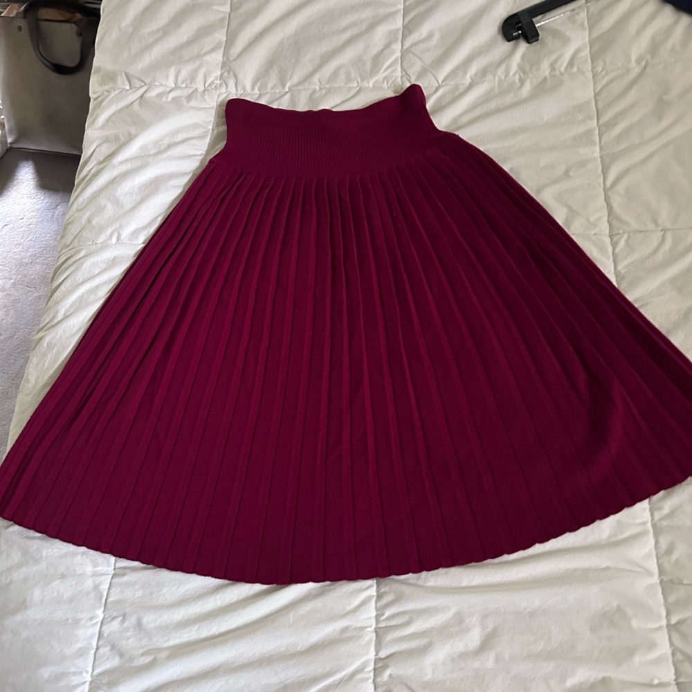 Christian Dior Vintage Pleated Knit Skirt - wine/burgundy